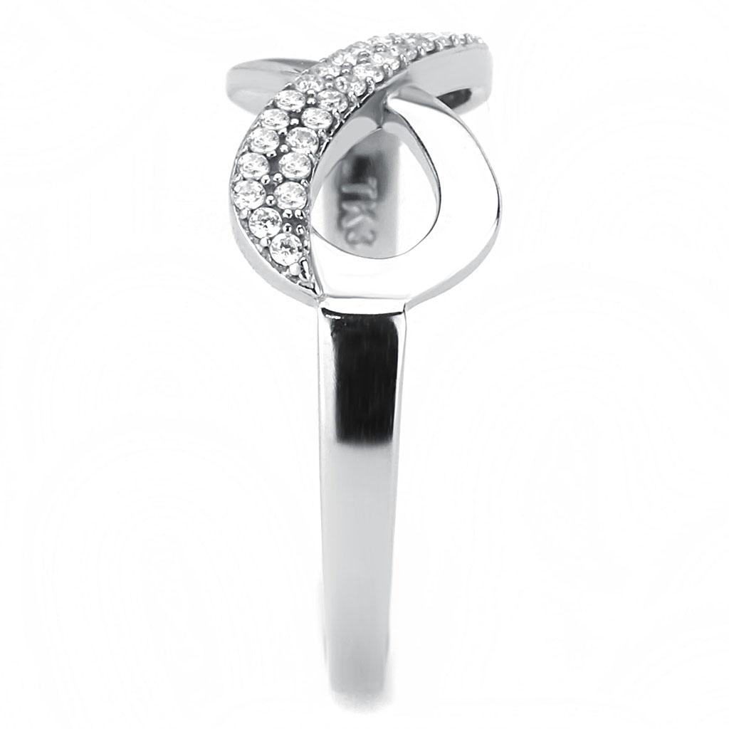 High polished (no plating) Stainless Steel Ring with AAA Grade CZ in Clear