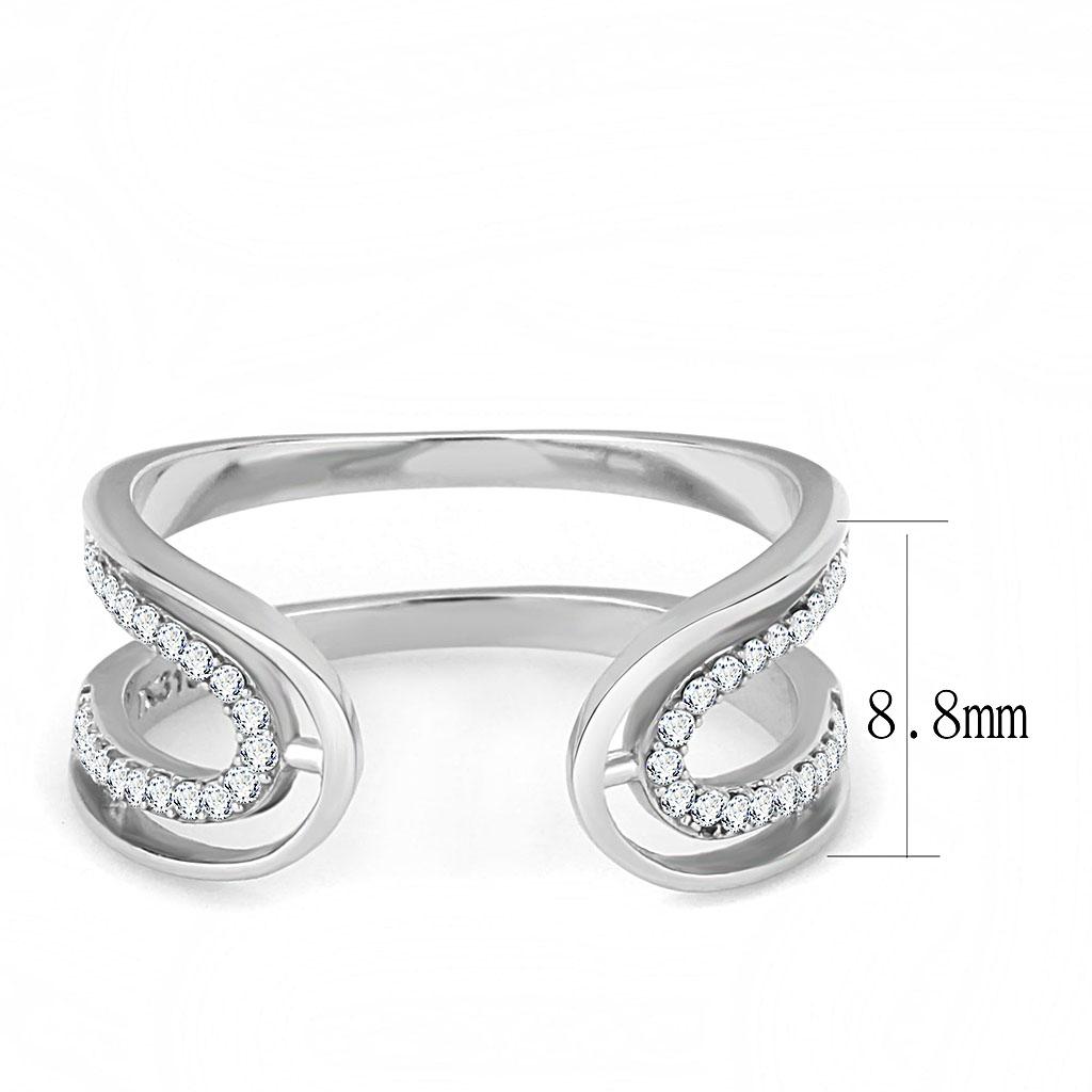 High polished (no plating) Stainless Steel Ring with AAA Grade CZ in Clear