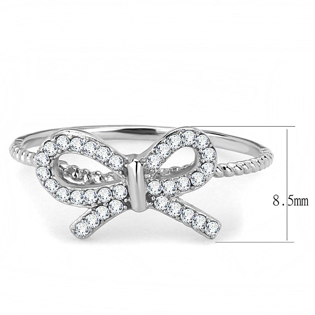 High polished (no plating) Stainless Steel Ring with AAA Grade CZ in Clear