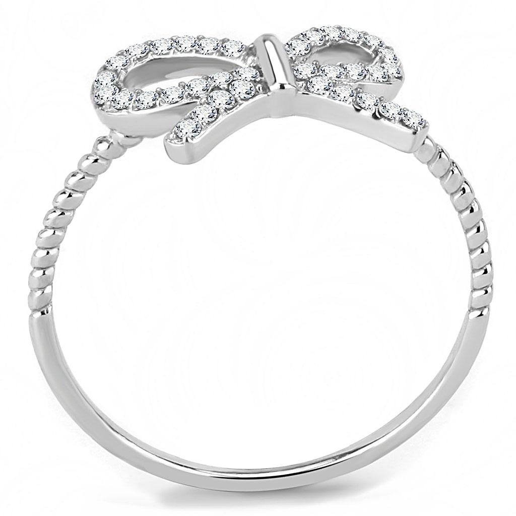 High polished (no plating) Stainless Steel Ring with AAA Grade CZ in Clear