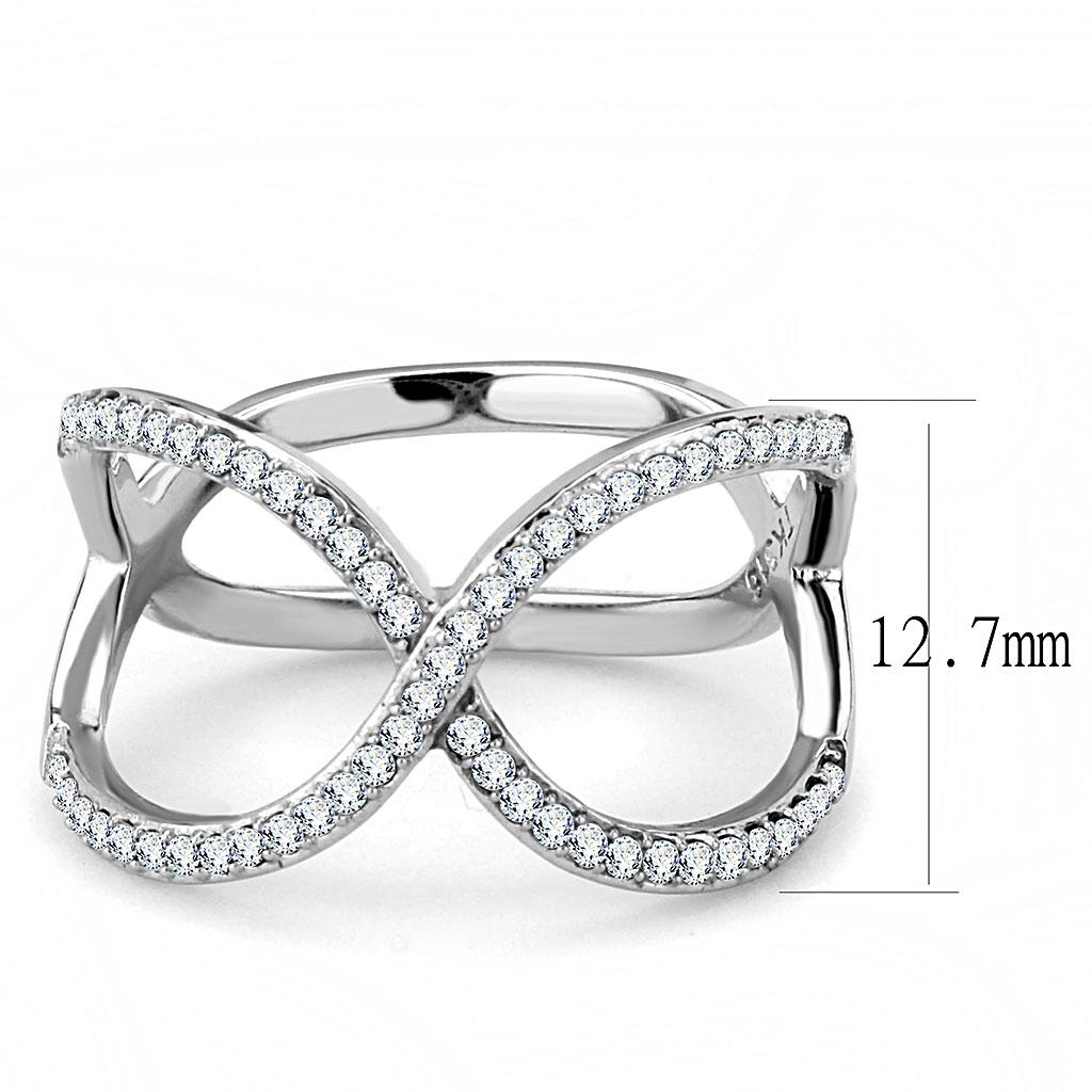 High polished (no plating) Stainless Steel Ring with AAA Grade CZ in Clear