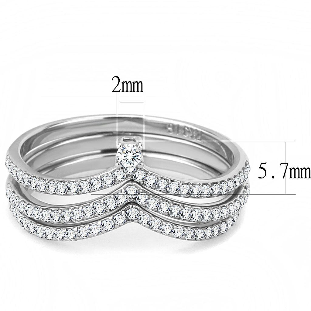 High polished (no plating) Stainless Steel Ring with AAA Grade CZ in Clear