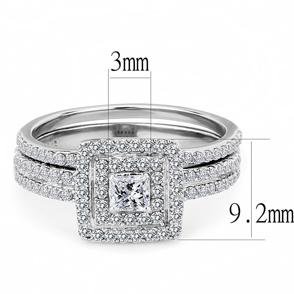 High polished (no plating) Stainless Steel Ring with AAA Grade CZ in Clear