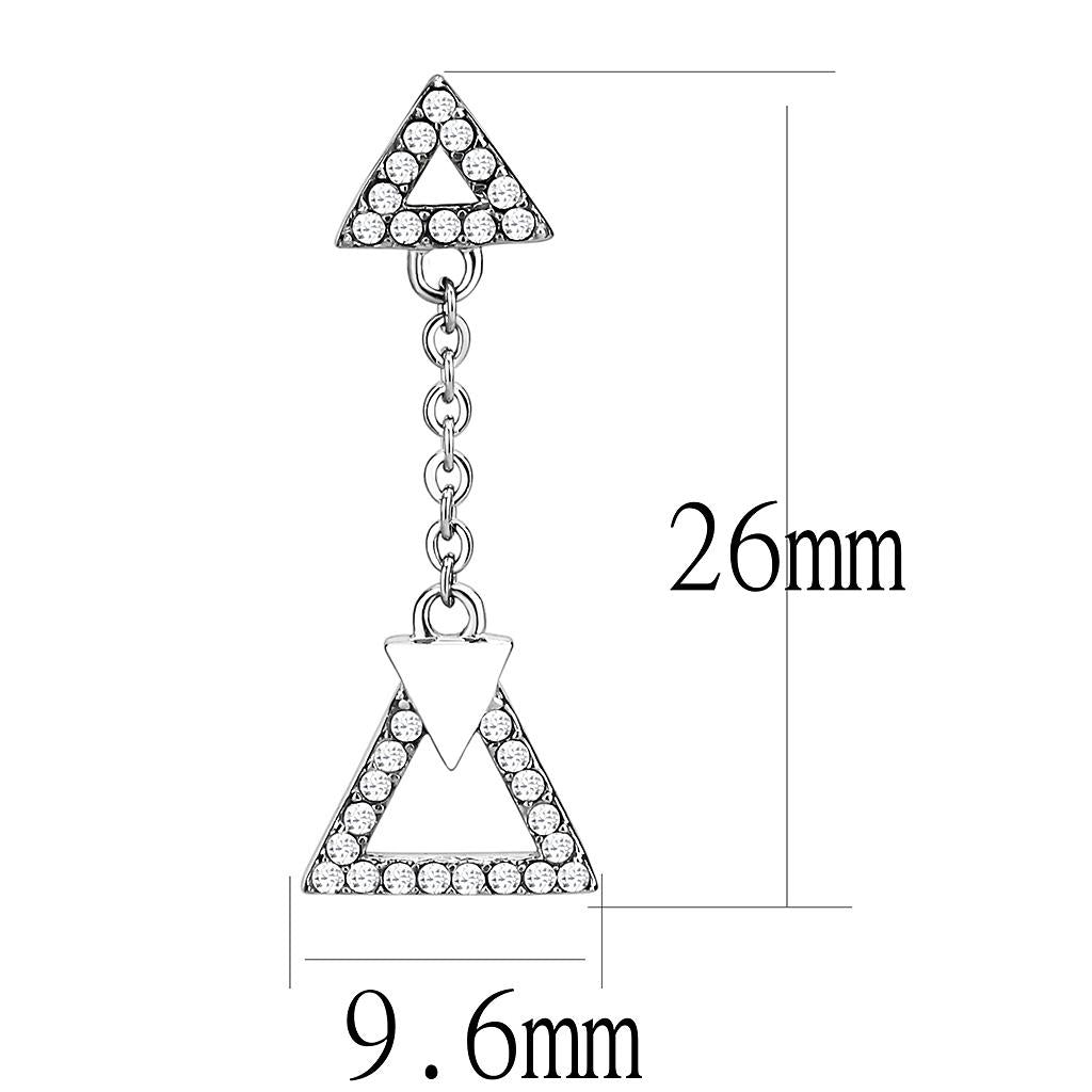 High polished (no plating) Stainless Steel Earrings with AAA Grade CZ in Clear