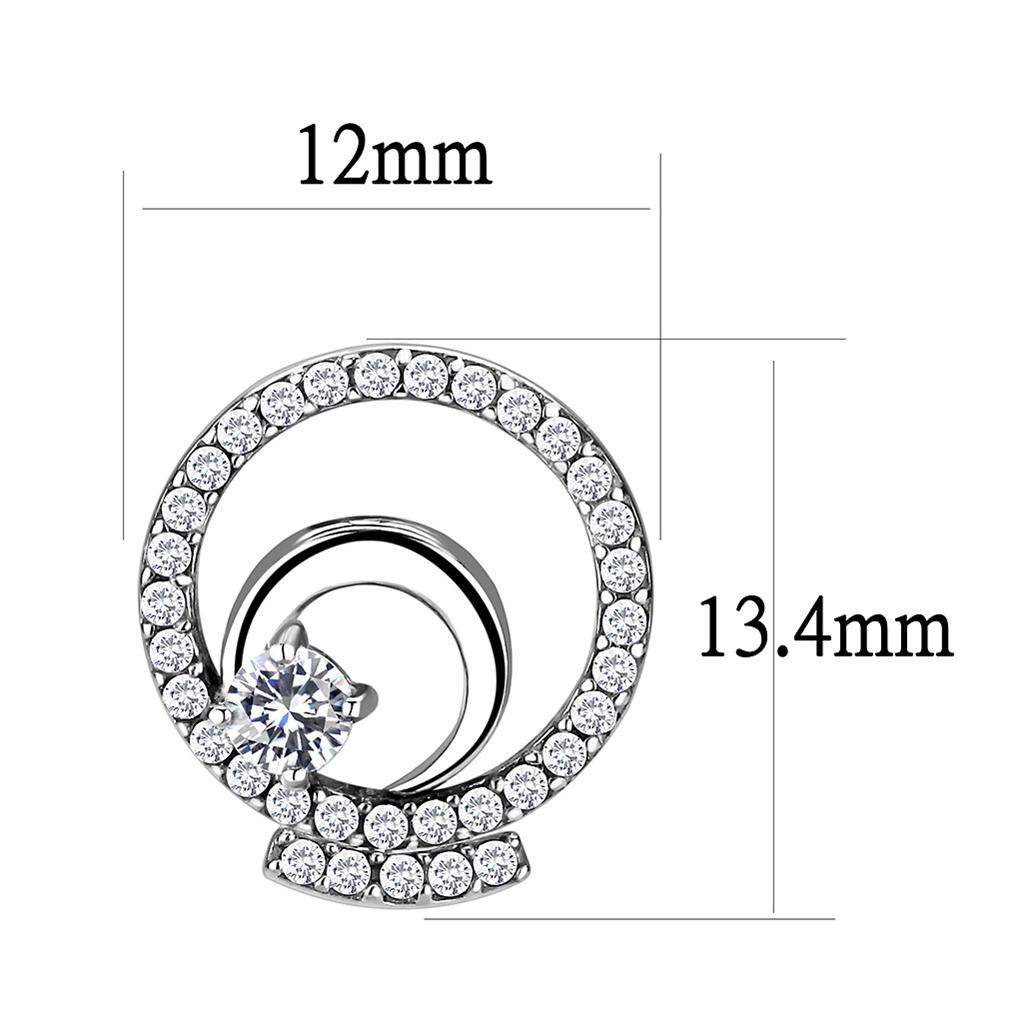 High polished (no plating) Stainless Steel Earrings with AAA Grade CZ in Clear