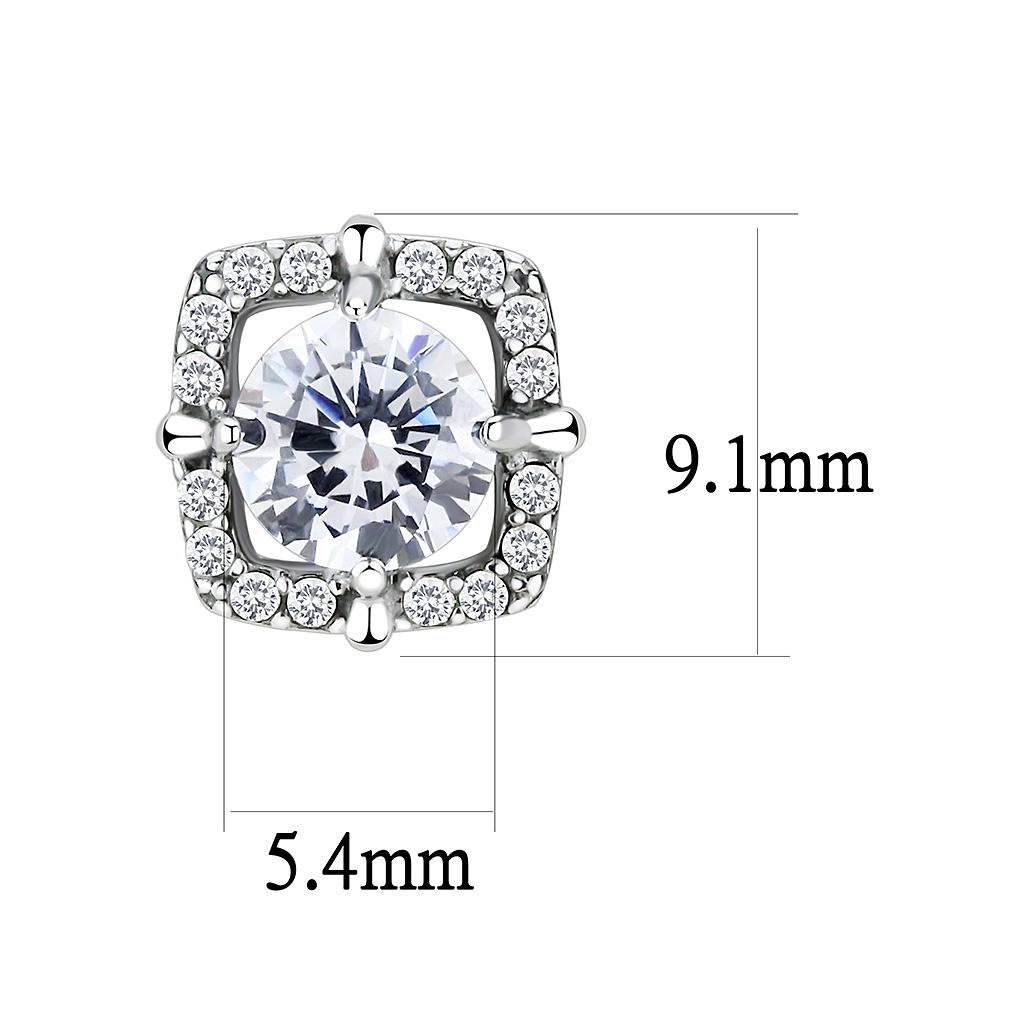High polished (no plating) Stainless Steel Earrings with AAA Grade CZ in Clear