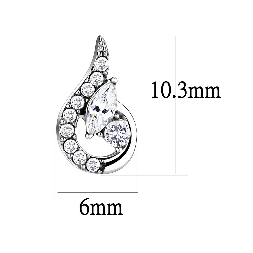 High polished (no plating) Stainless Steel Earrings with AAA Grade CZ in Clear