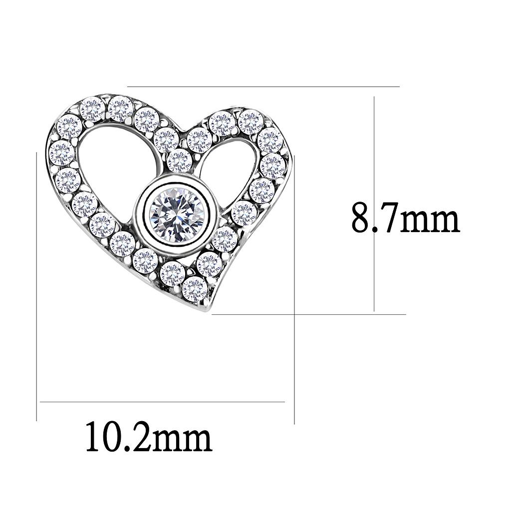 High polished (no plating) Stainless Steel Earrings with AAA Grade CZ in Clear