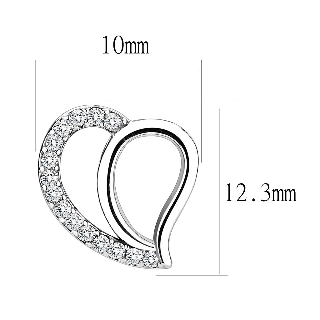 High polished (no plating) Stainless Steel Earrings with AAA Grade CZ in Clear