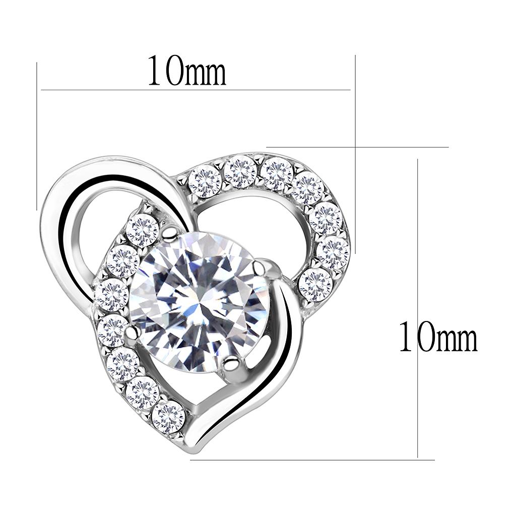 High polished (no plating) Stainless Steel Earrings with AAA Grade CZ in Clear
