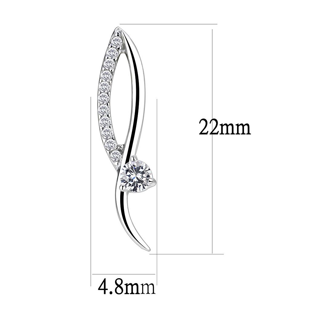 High polished (no plating) Stainless Steel Earrings with AAA Grade CZ in Clear