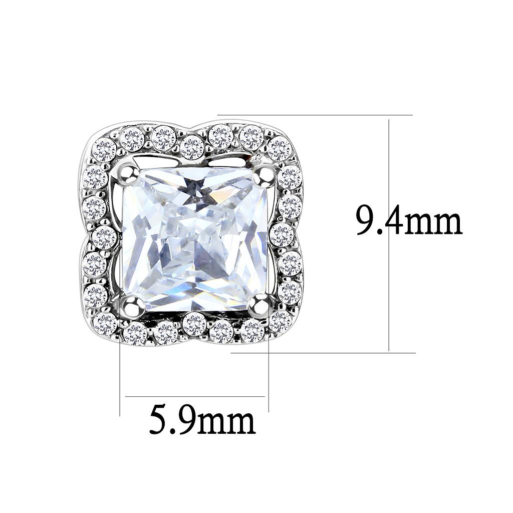 High polished (no plating) Stainless Steel Earrings with AAA Grade CZ in Clear