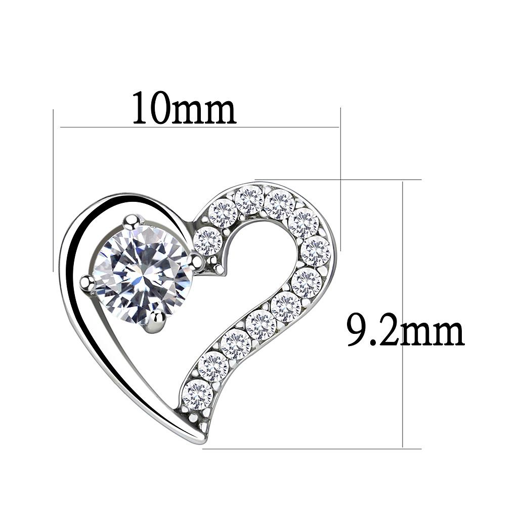 High polished (no plating) Stainless Steel Earrings with AAA Grade CZ in Clear
