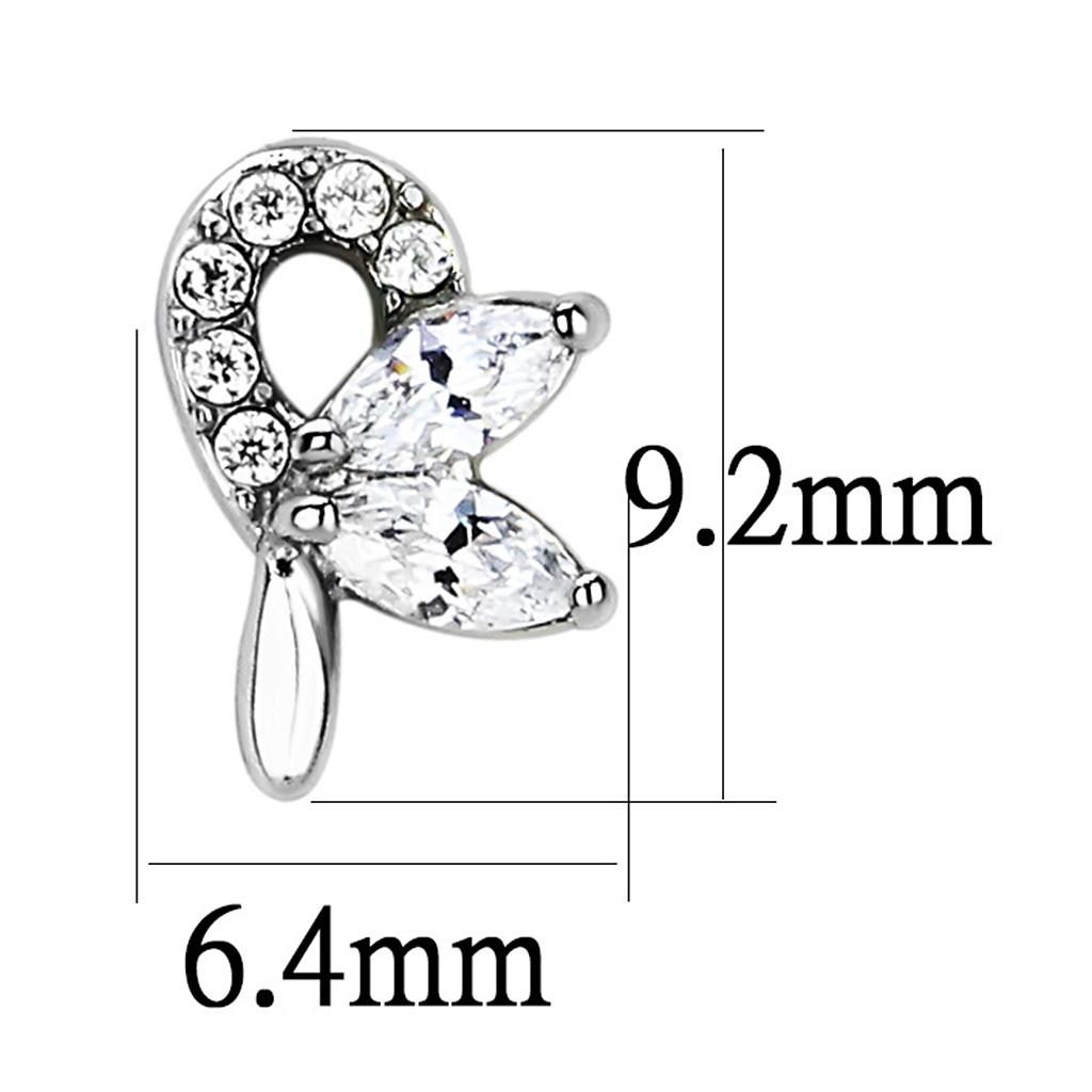 High polished (no plating) Stainless Steel Earrings with AAA Grade CZ in Clear