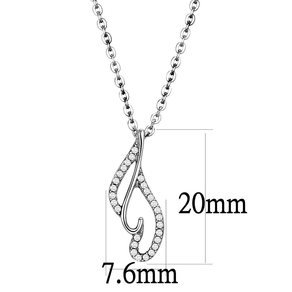 High polished (no plating) Stainless Steel Chain Pendant with AAA Grade CZ in Clear