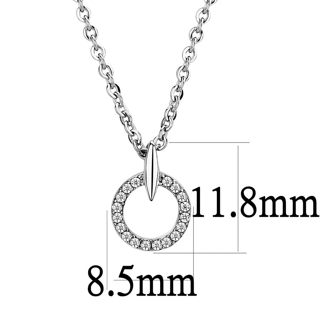 High polished (no plating) Stainless Steel Chain Pendant with AAA Grade CZ in Clear