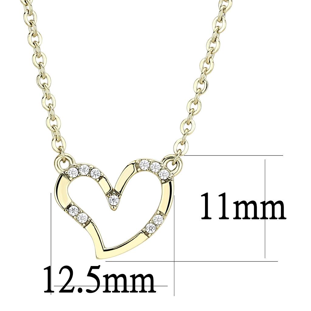 IP Gold(Ion Plating) Stainless Steel Chain Pendant with AAA Grade CZ in Clear