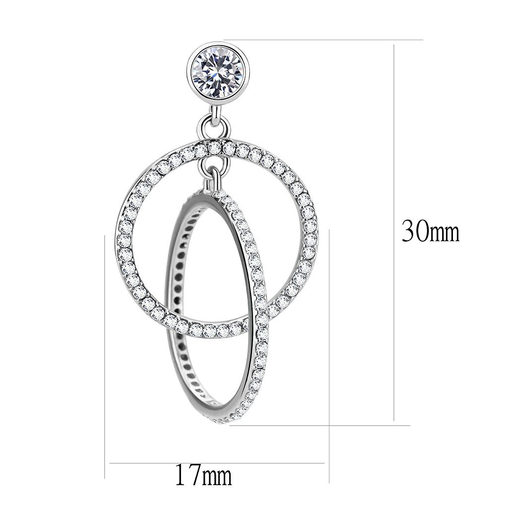 High polished (no plating) Stainless Steel Earrings with AAA Grade CZ in Clear