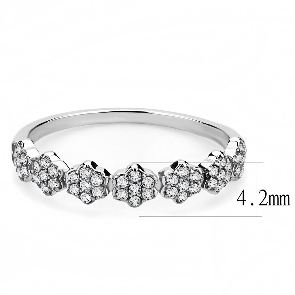 High polished (no plating) Stainless Steel Ring with AAA Grade CZ in Clear