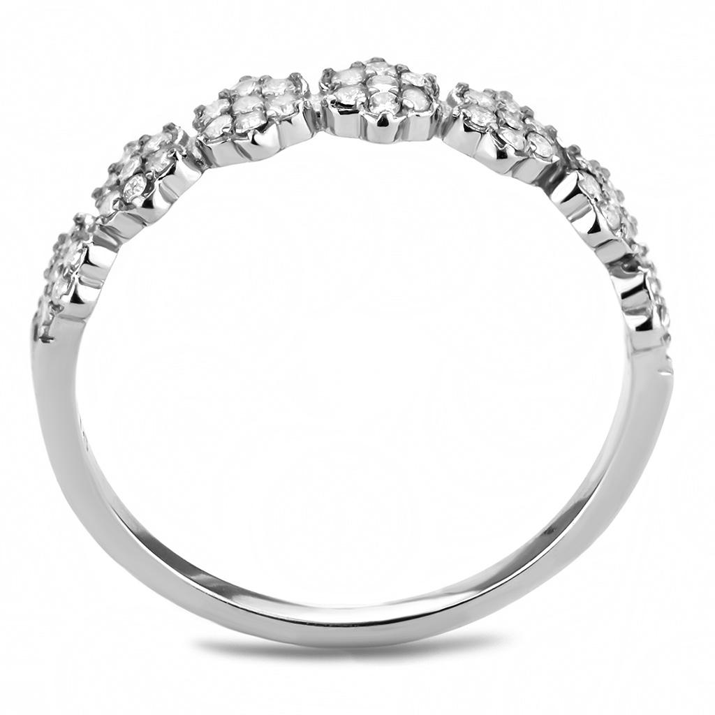 High polished (no plating) Stainless Steel Ring with AAA Grade CZ in Clear