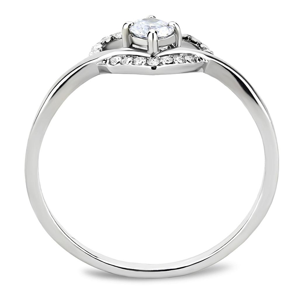 High polished (no plating) Stainless Steel Ring with AAA Grade CZ in Clear