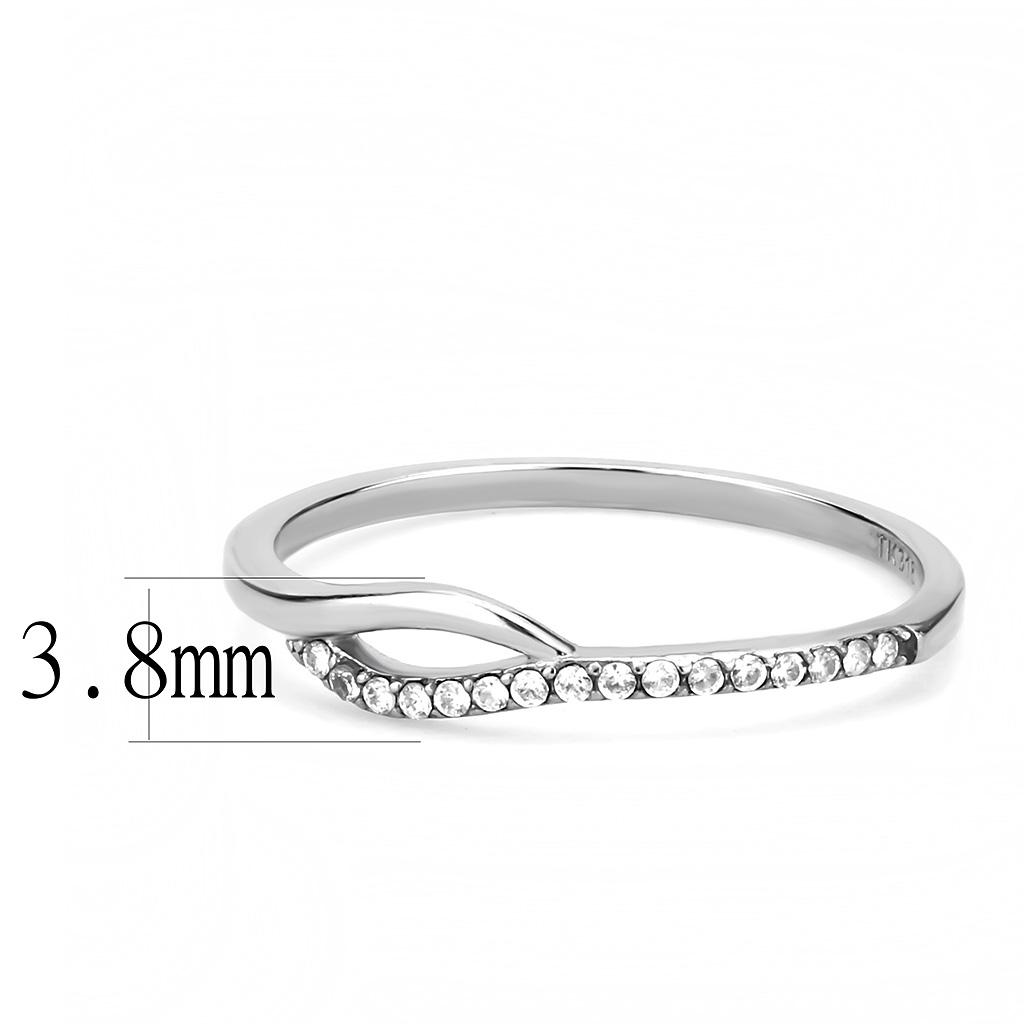 High polished (no plating) Stainless Steel Ring with AAA Grade CZ in Clear
