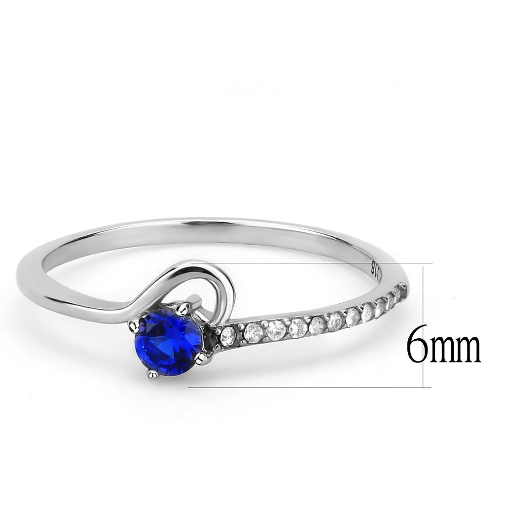 High polished (no plating) Stainless Steel Ring with AAA Grade CZ in London Blue