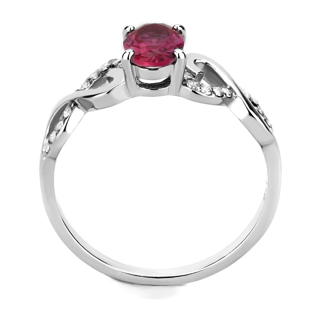 High polished (no plating) Stainless Steel Ring with AAA Grade CZ in Ruby