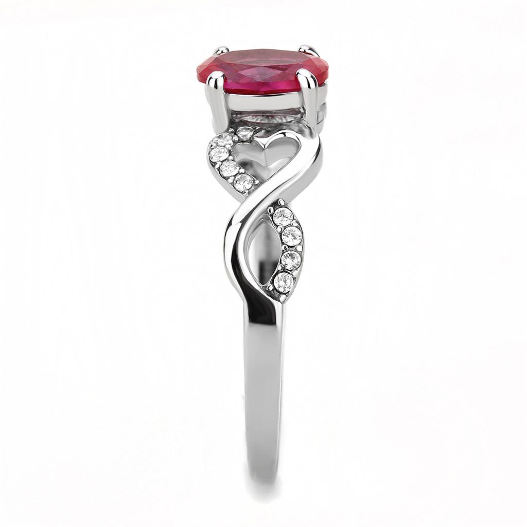 High polished (no plating) Stainless Steel Ring with AAA Grade CZ in Ruby