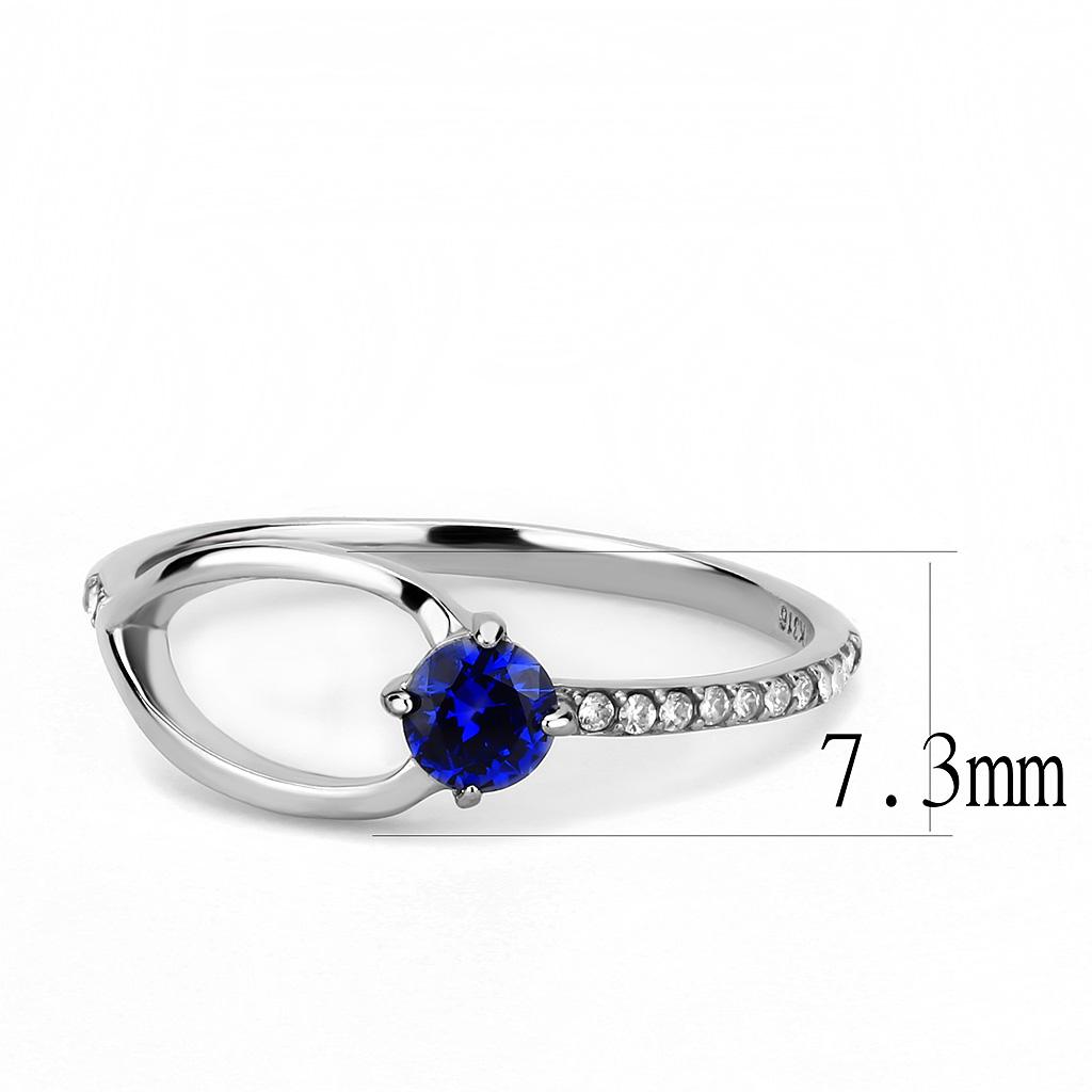 High polished (no plating) Stainless Steel Ring with AAA Grade CZ in London Blue