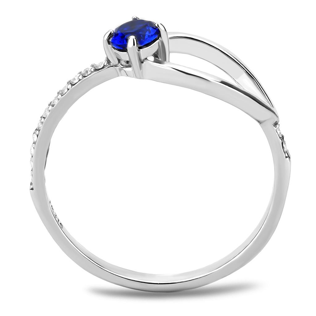 High polished (no plating) Stainless Steel Ring with AAA Grade CZ in London Blue