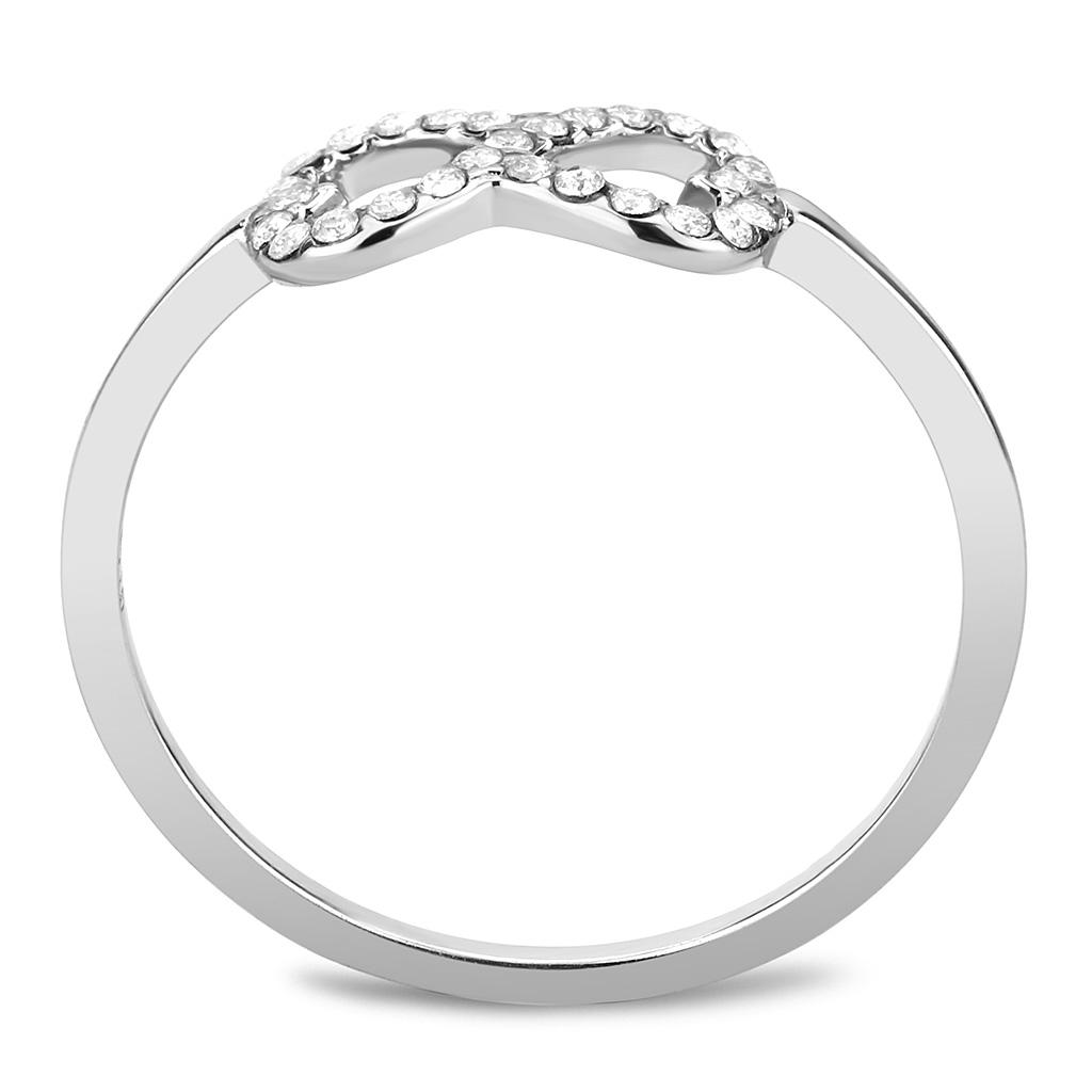 High polished (no plating) Stainless Steel Ring with AAA Grade CZ in Clear