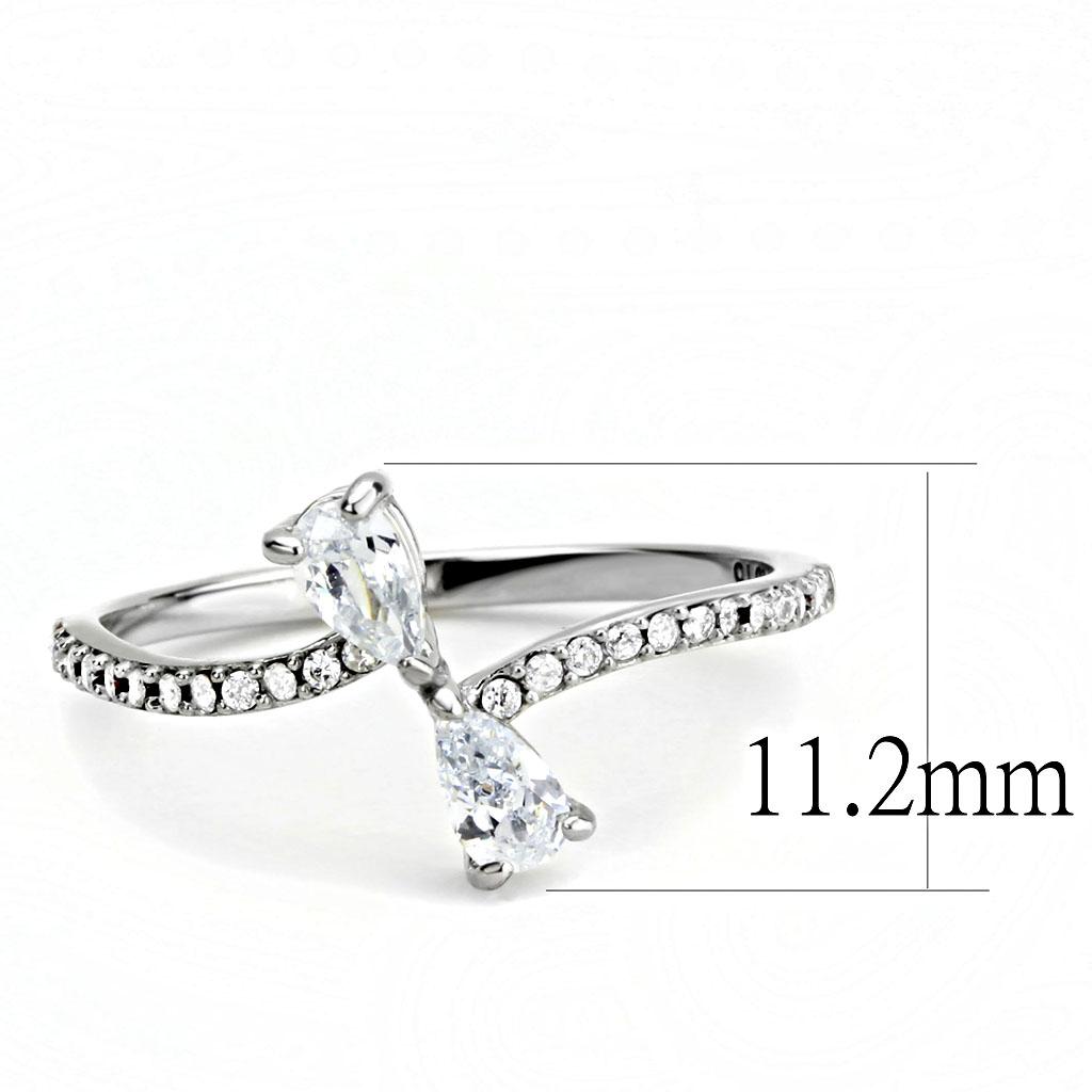 High polished (no plating) Stainless Steel Ring with AAA Grade CZ in Clear