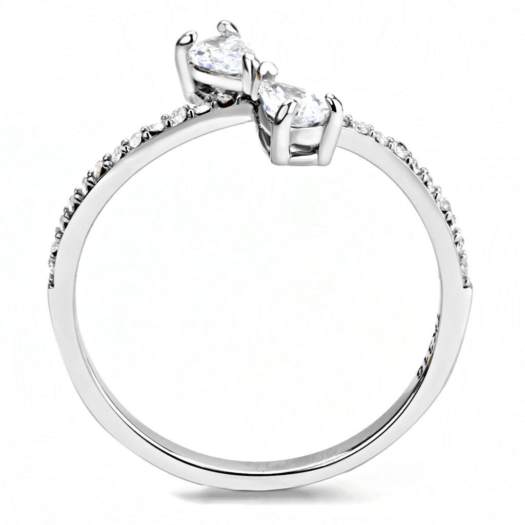 High polished (no plating) Stainless Steel Ring with AAA Grade CZ in Clear