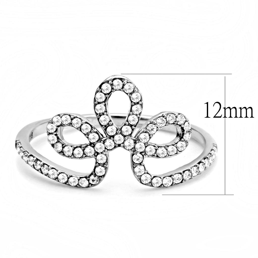 High polished (no plating) Stainless Steel Ring with AAA Grade CZ in Clear