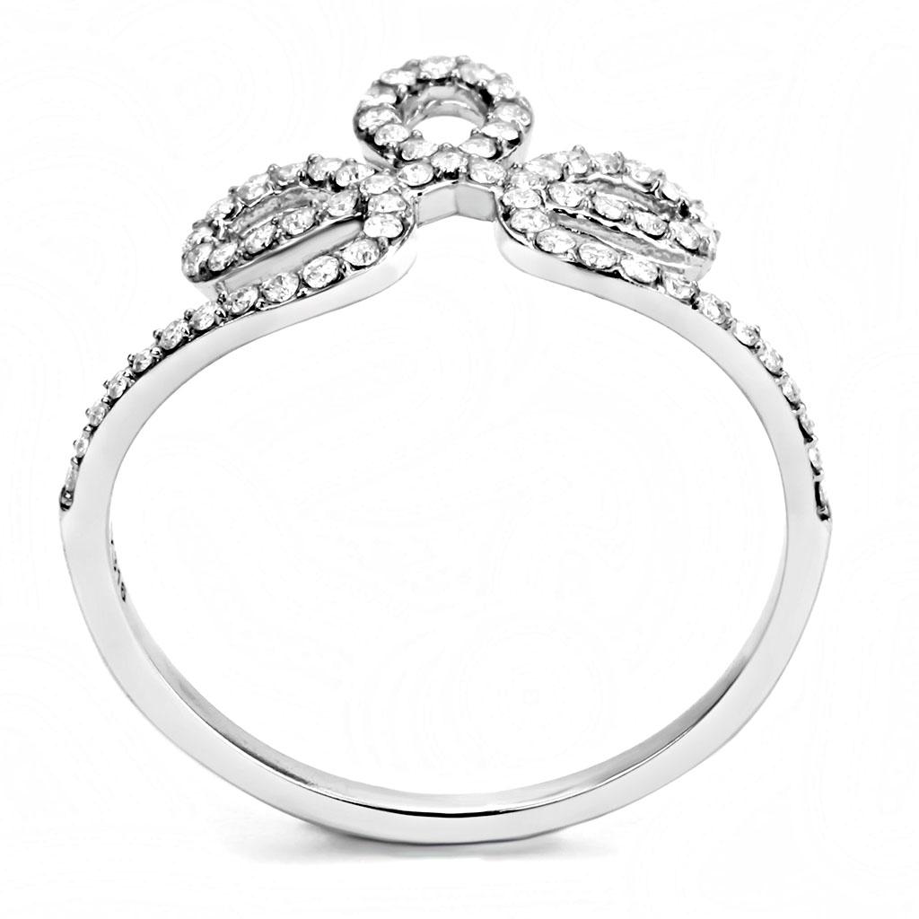 High polished (no plating) Stainless Steel Ring with AAA Grade CZ in Clear