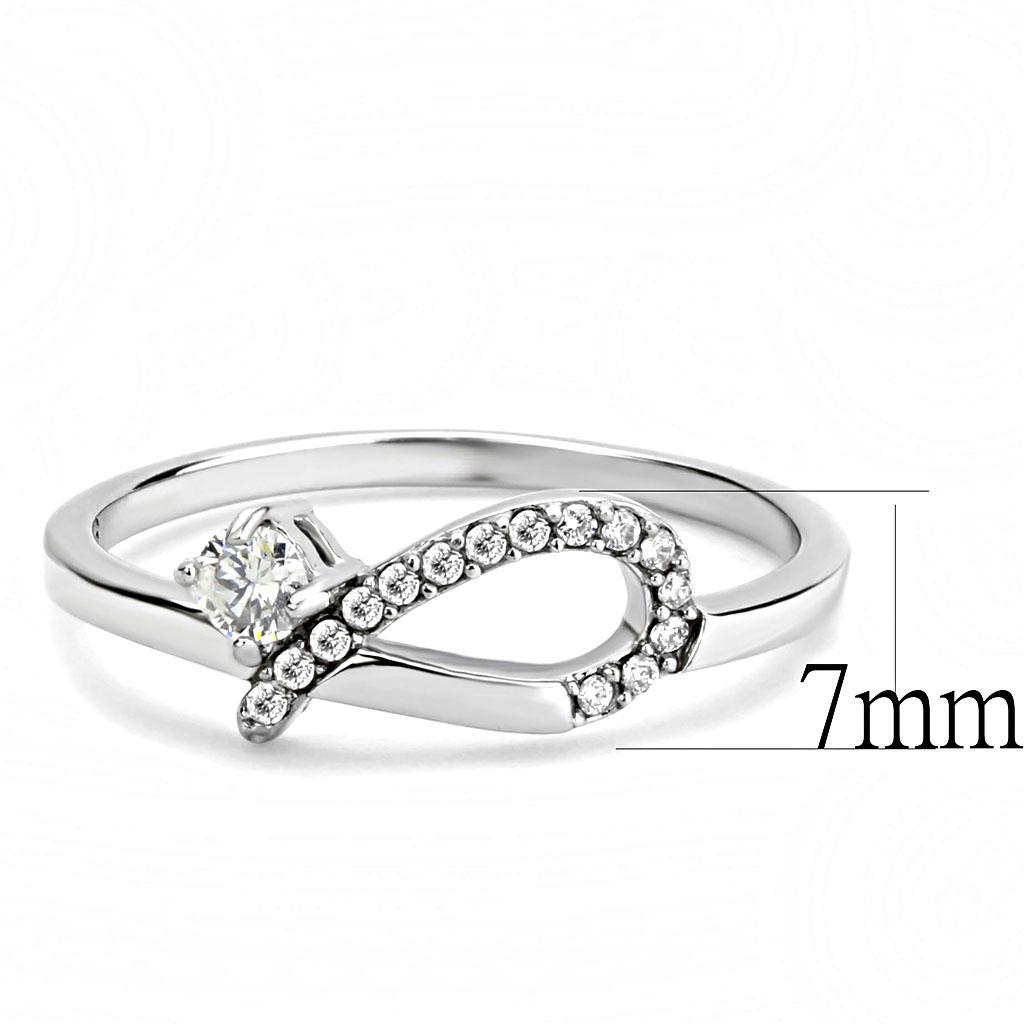 High polished (no plating) Stainless Steel Ring with AAA Grade CZ in Clear