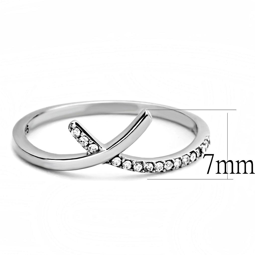 High polished (no plating) Stainless Steel Ring with AAA Grade CZ in Clear