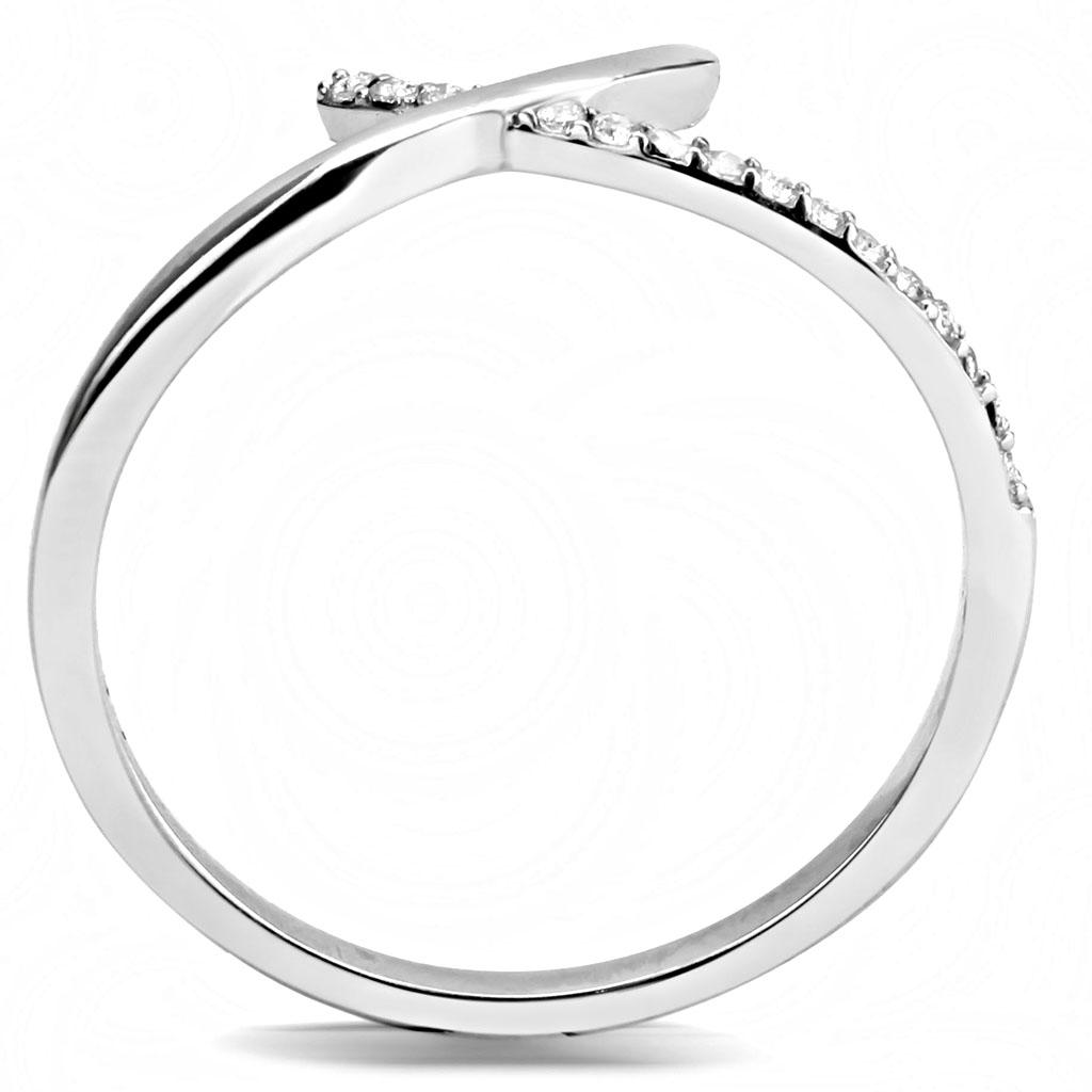 High polished (no plating) Stainless Steel Ring with AAA Grade CZ in Clear