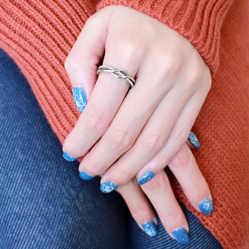 High polished (no plating) Stainless Steel Ring with AAA Grade CZ in Clear