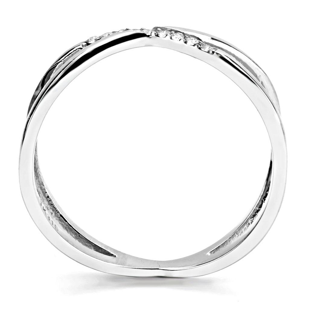High polished (no plating) Stainless Steel Ring with AAA Grade CZ in Clear