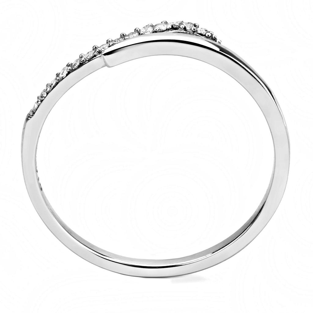 High polished (no plating) Stainless Steel Ring with AAA Grade CZ in Clear