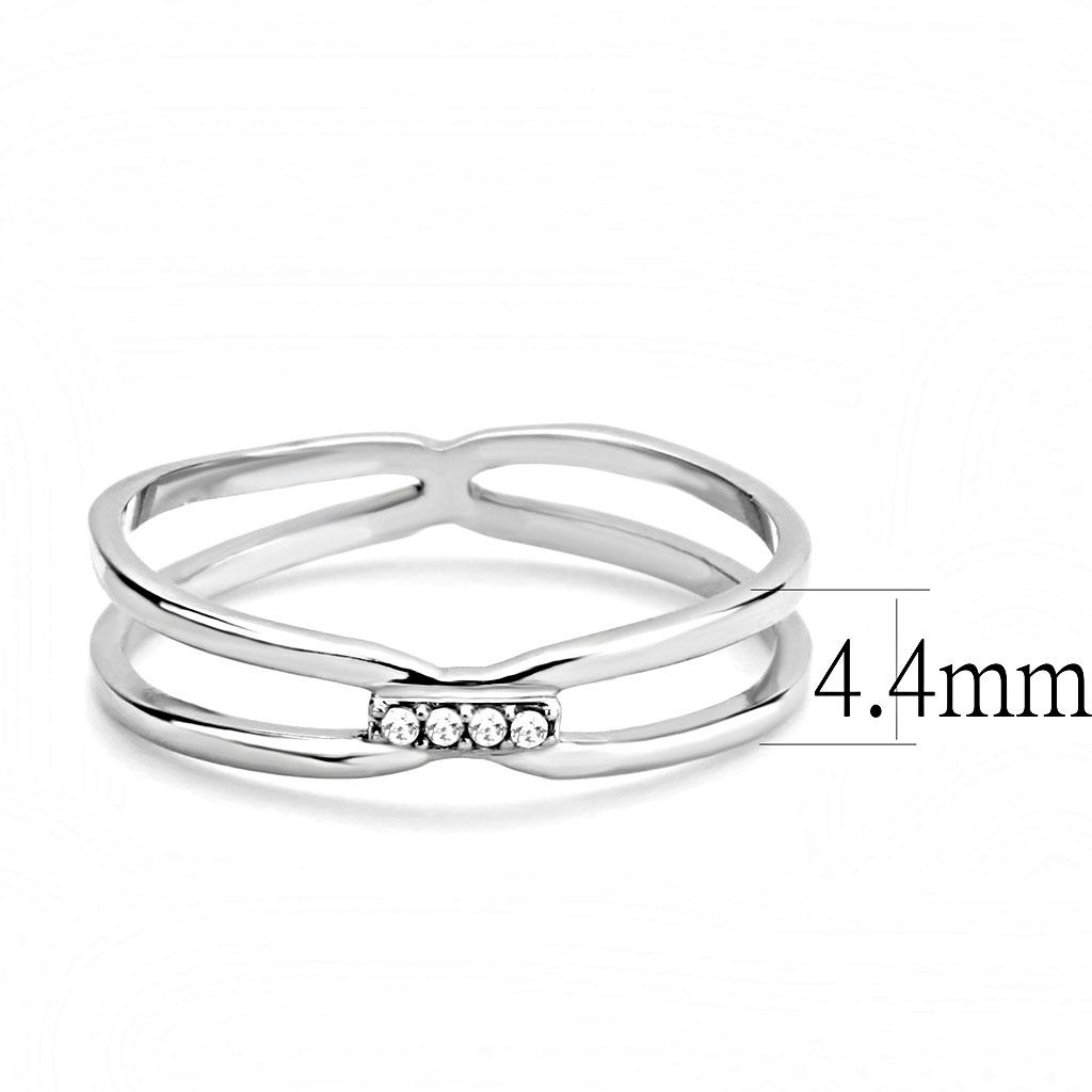 High polished (no plating) Stainless Steel Ring with AAA Grade CZ in Clear