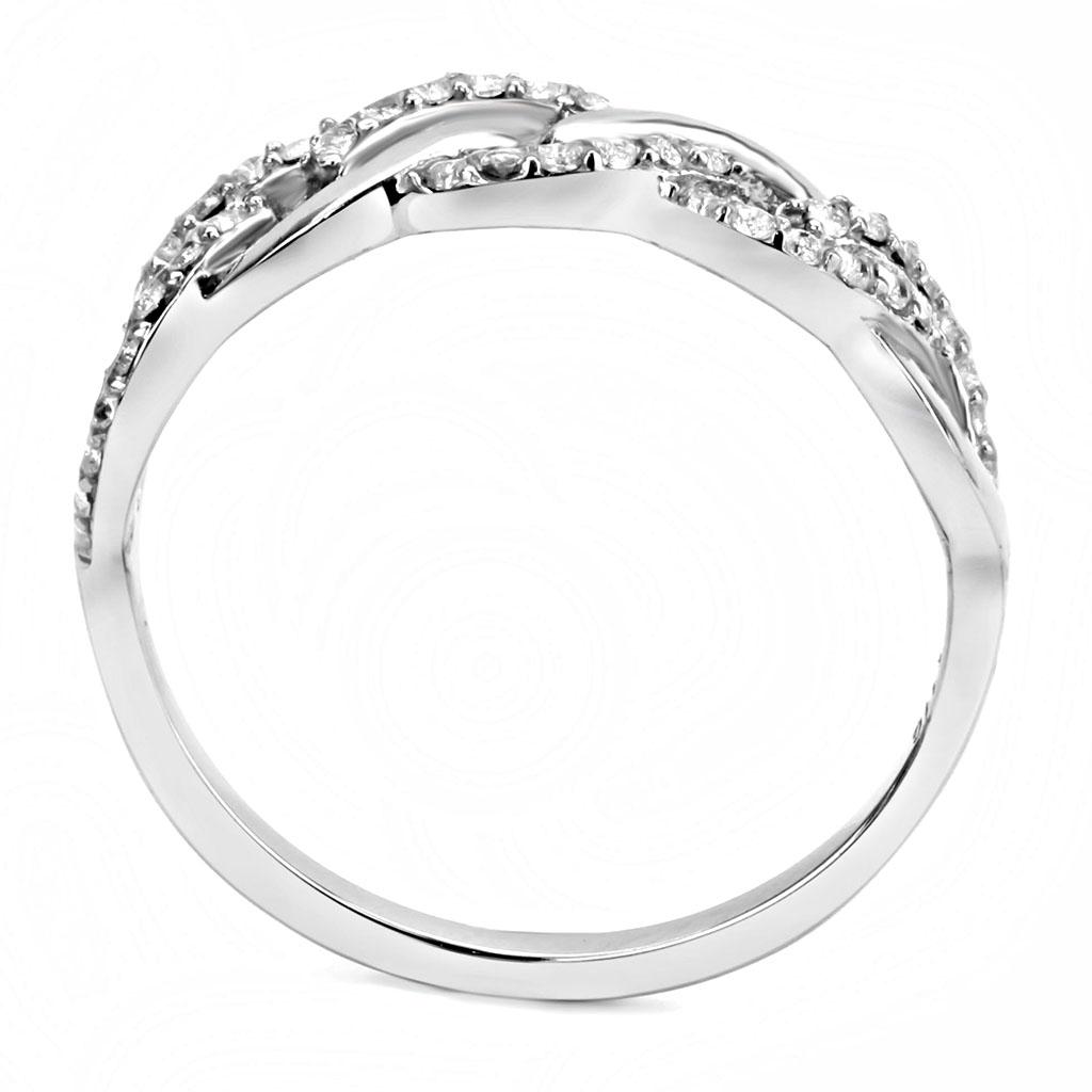 High polished (no plating) Stainless Steel Ring with AAA Grade CZ in Clear