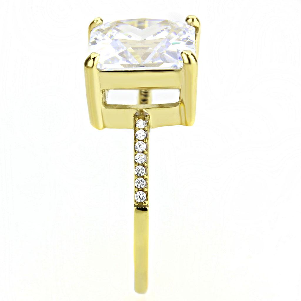 IP Gold(Ion Plating) Stainless Steel Ring with AAA Grade CZ in Clear