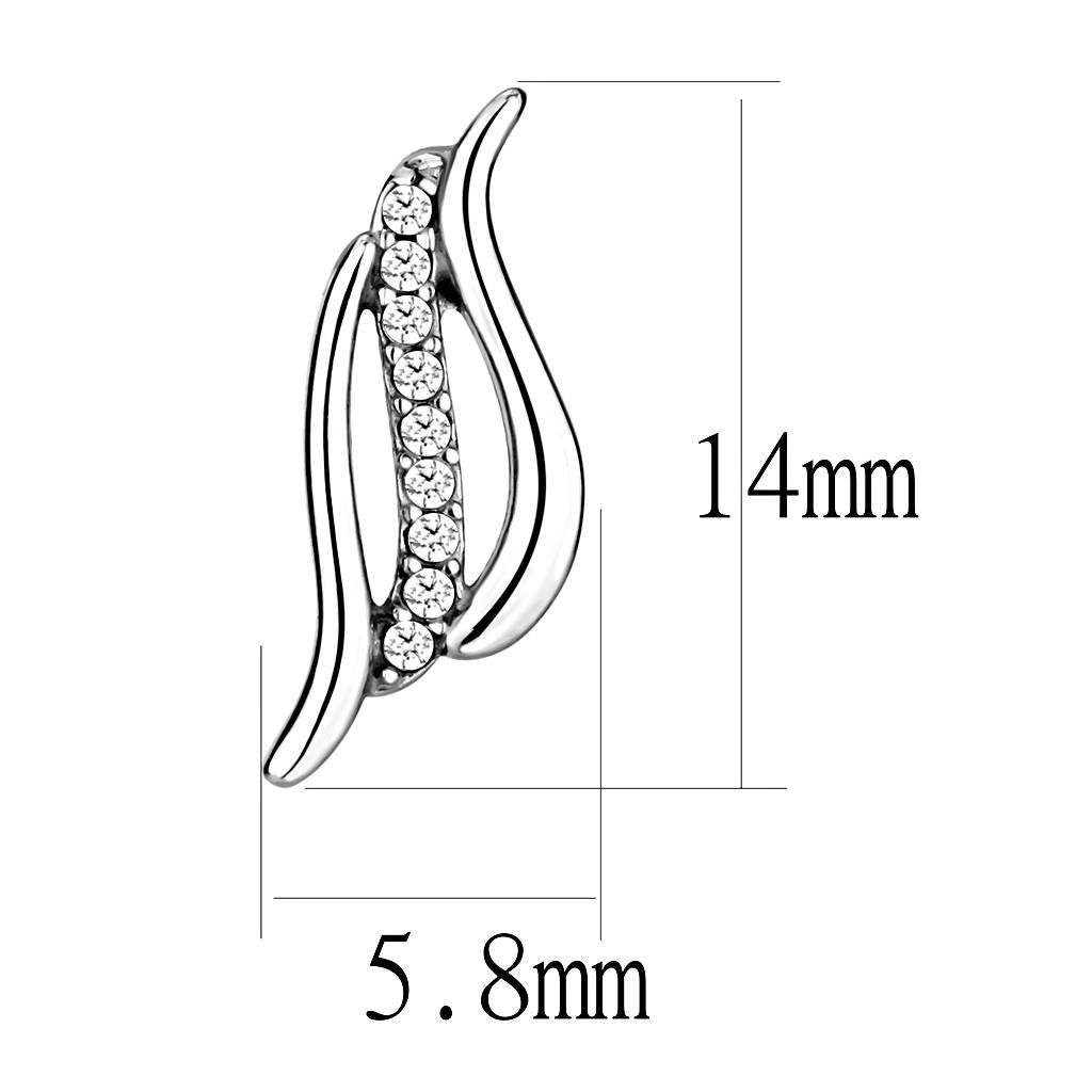 High polished (no plating) Stainless Steel Earrings with AAA Grade CZ in Clear