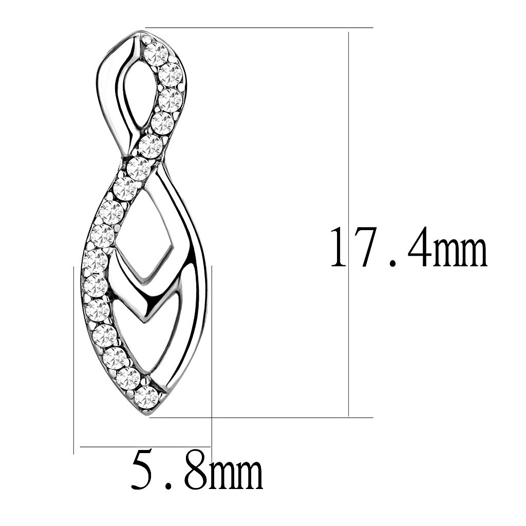 High polished (no plating) Stainless Steel Earrings with AAA Grade CZ in Clear