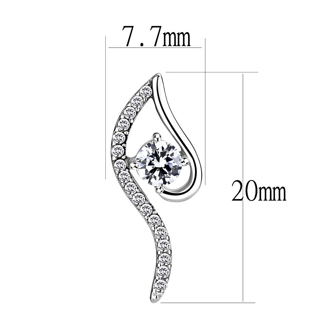 High polished (no plating) Stainless Steel Earrings with AAA Grade CZ in Clear