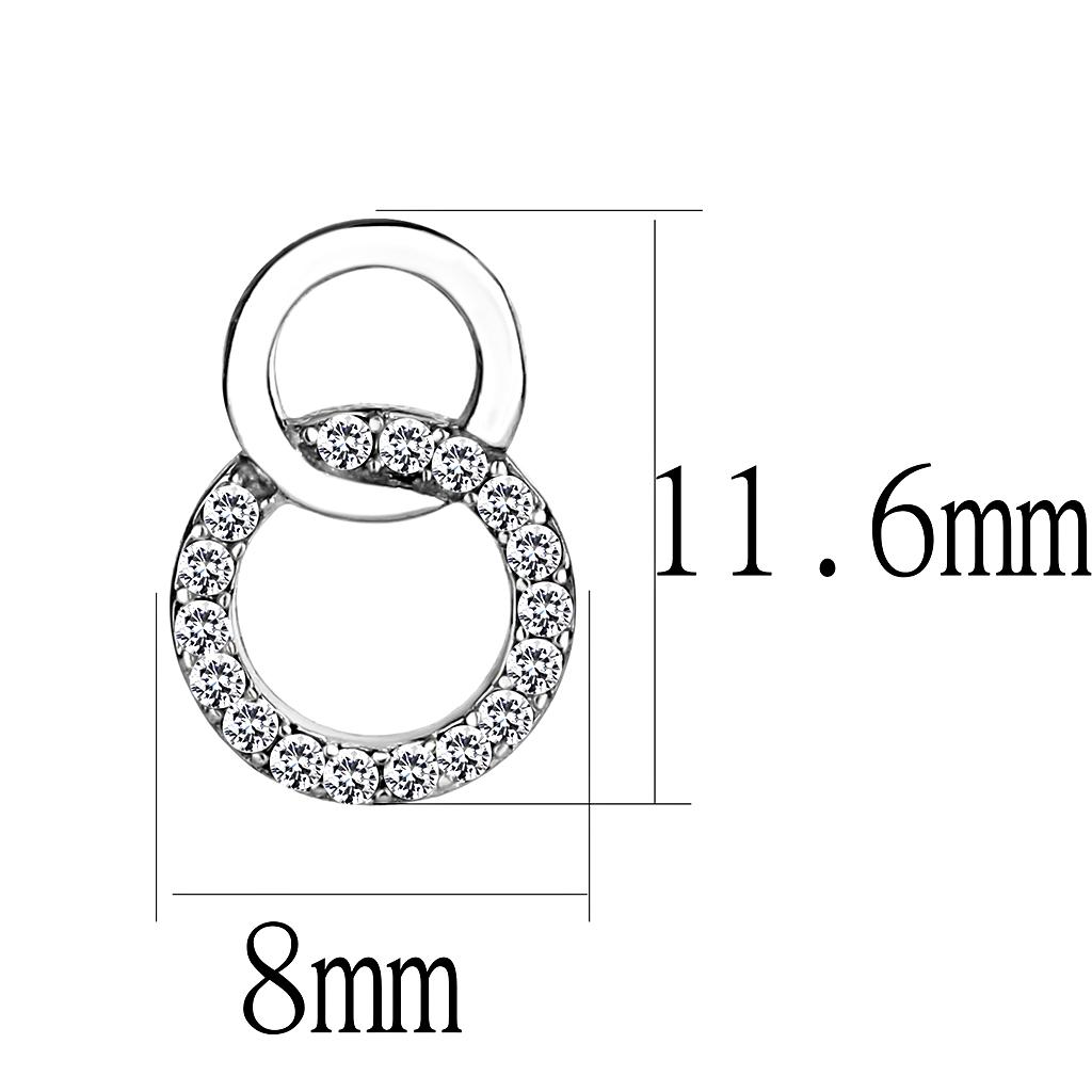 High polished (no plating) Stainless Steel Earrings with AAA Grade CZ in Clear
