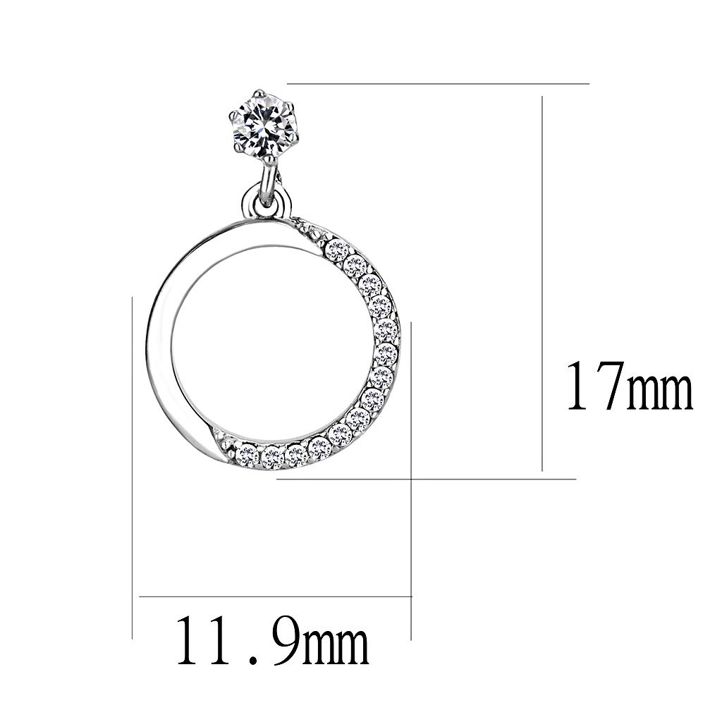 High polished (no plating) Stainless Steel Earrings with AAA Grade CZ in Clear